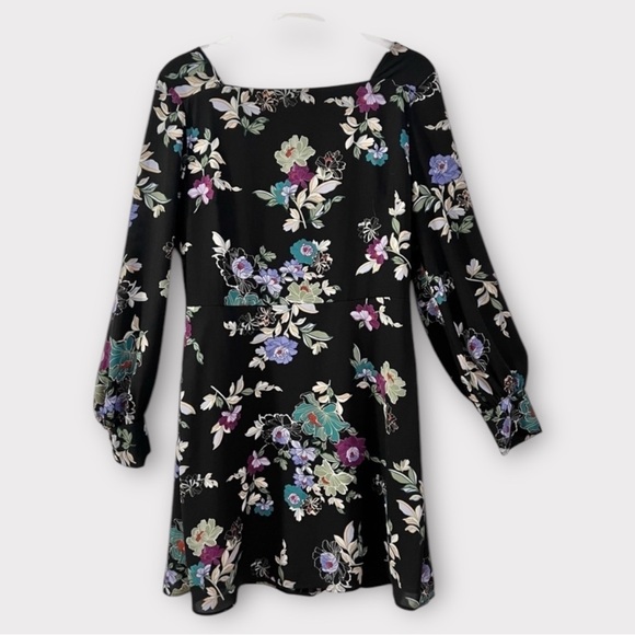 LOFT Dresses & Skirts - Loft black floral square neck short dress